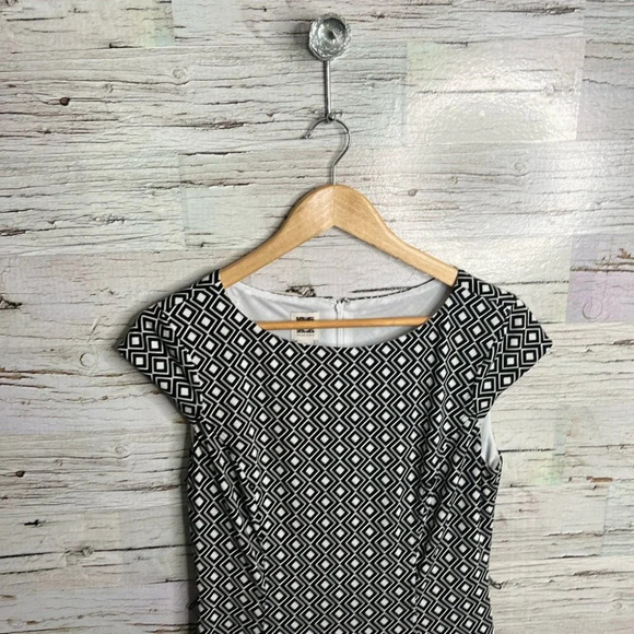 Anne Klein white black dress size 8 pattern print career - Picture 5 of 8